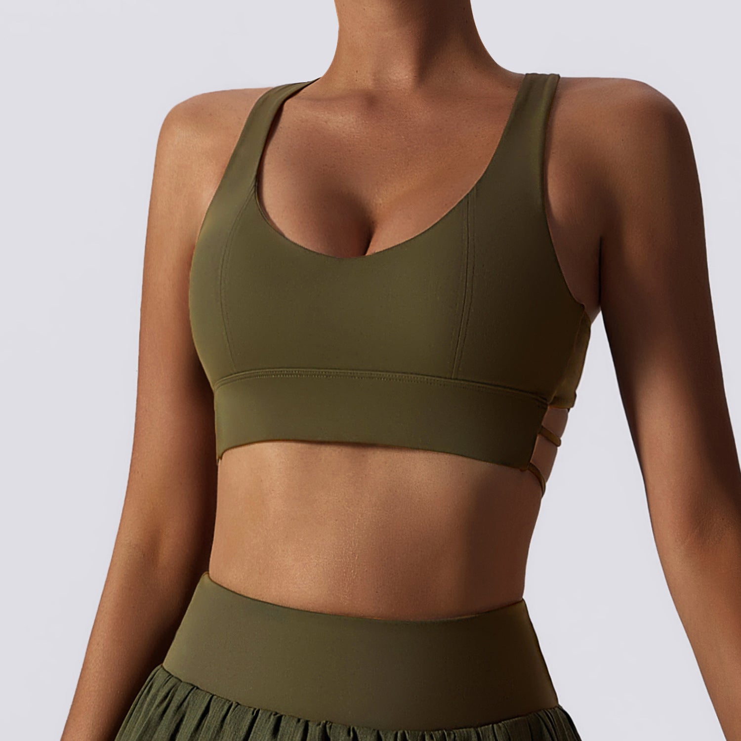Sexy Nude Feel Beauty Back Yoga Clothes Push Up Bras Shockproof Sports Underwear